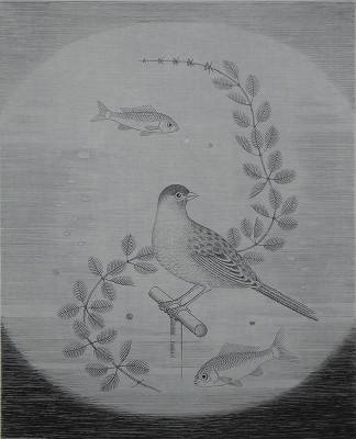 アカリョムの中の小鳥