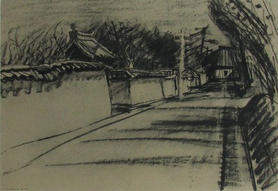 寺前の道