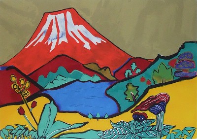 紅に燃える富士「金・銀・紅・白 富士四題」より