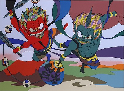 富嶽風神雷神図