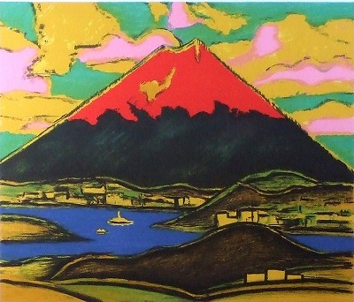 朝やけの富士