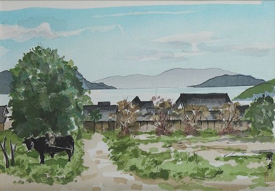 3月 オリーブ樹と家　『民家十二カ月集』