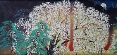 夜桜　六曲一双屏風夜桜（左隻）