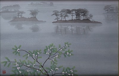 象潟や雨に西施がねぶの花「奥の細道 句抄絵」