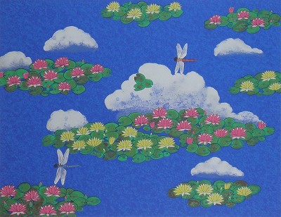 夏雲と池