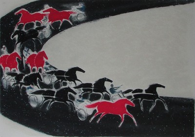 赤と黒の競走馬