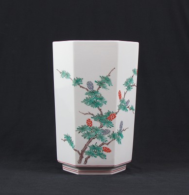 濁手松文六角花器