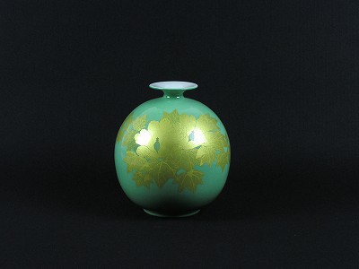 釉裏金彩芙蓉文花瓶