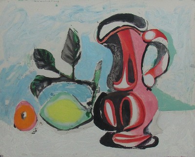 Still life pitcher and lemon