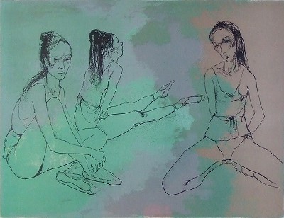 休息する三人の踊り子