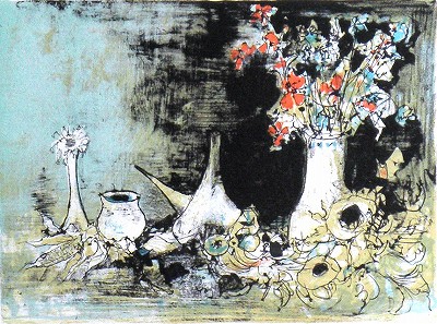 Nature morte fond bleu