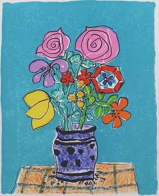 青い背景の花