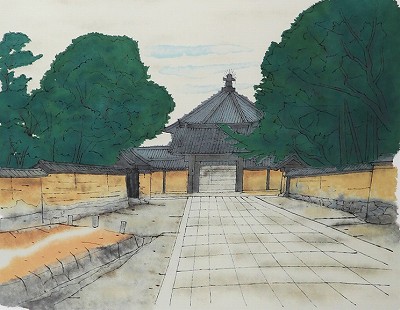 法隆寺夢殿への道