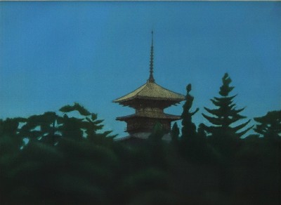 薬師寺の月夜「大和の古寺」
