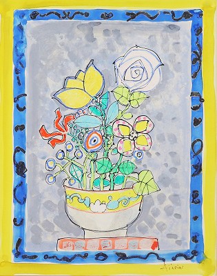 灰色の背景の花束