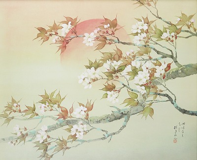 松林桂月「桜花朝陽」