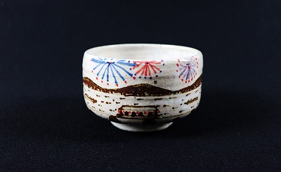 花火　絵付茶碗