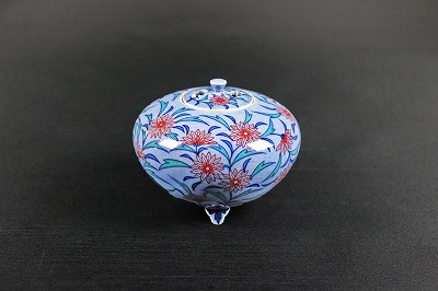 十三代今泉今右衛門「色絵吹墨菊唐花文香炉」
