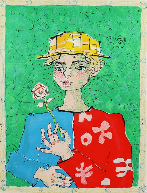 バラを持つ少年