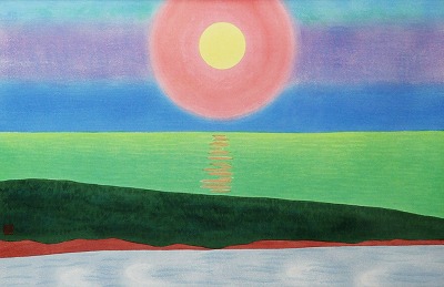 暑き日を 海に入れたり最上川「奥の細道 句抄絵」