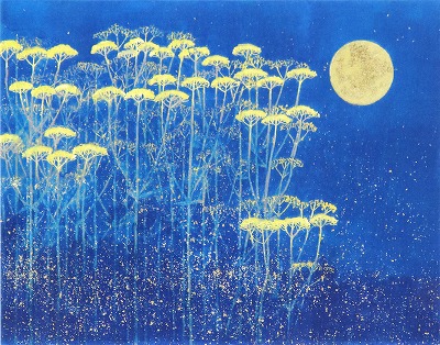 月下の草花
