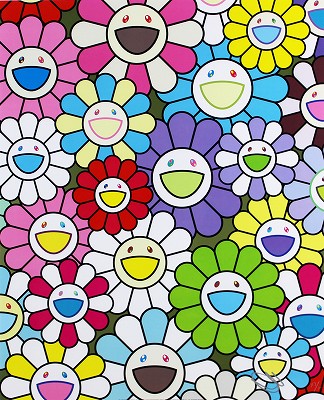 小さなお花の絵：黄色や白や紫のお花たち